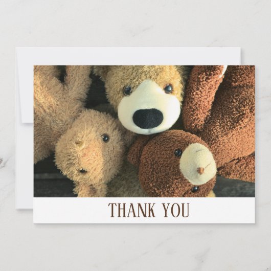 Carte De Remerciements Simple Brown Rustique Cute Teddy Bear Thème (Devant)