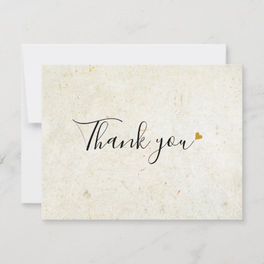Carte De Remerciements Simple Business Rustique Boho Or Cœur Script (Devant)