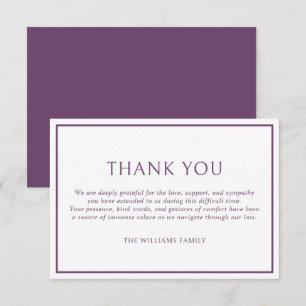 Carte De Remerciements Simple Cadre Violet Classique Sympathie Funéraire
