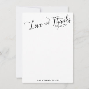 Carte De Remerciements Simple calligraphie d'amour et de remerciements en