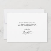 Carte De Remerciements Simple capuchon de graduation de script noir (Dos)