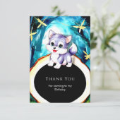 Carte De Remerciements Simple Charme Loup Anniversaire (Debout devant)