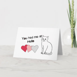 Carte De Remerciements Simple Chat Vous M'Avez Eu À Hello Valentine Card