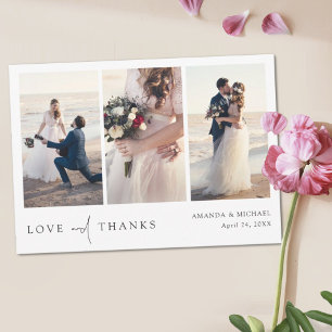 Carte De Remerciements Simple Chic Modern Multi Photo Mariage 