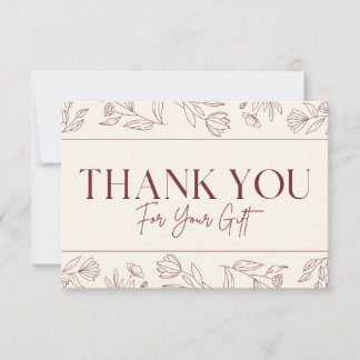 Carte De Remerciements Simple classic Burgundy wedding thank you cards