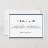 Carte De Remerciements Simple Classic Dark Blue Frame Funeral Sympathy (Devant)