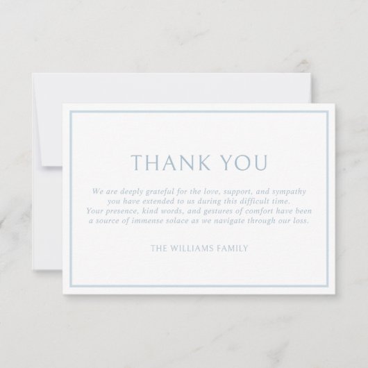 Carte De Remerciements Simple Classic Dusty Blue Frame Funeral Sympathy (Devant)