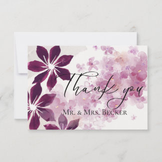 Carte De Remerciements Simple classic floral burgundy wedding