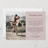 Carte De Remerciements Simple classique Boho Beige 2 Mariage photo (Devant)
