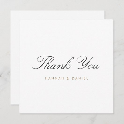 Carte De Remerciements Simple classique élégant Script Mariage or (Devant / Derrière)