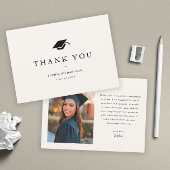 Carte De Remerciements Simple classique noir et blanc photo graduation