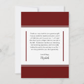 Carte De Remerciements Simple Classy Trois Photo Maroon |Diplôme blanc (Dos)