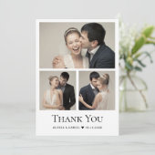 Carte De Remerciements Simple coeur Moderne Mariage Photo Collage (Debout devant)