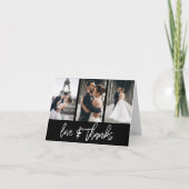 Carte De Remerciements Simple Collage photo Love Thanks manuscrit noir (Devant)