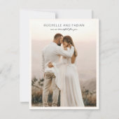 Carte De Remerciements Simple Crème Photo Mariage élégant (Devant)