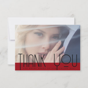 Carte De Remerciements Simple Crimson Red Black Typography Mariage photo