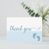 Carte De Remerciements Simple Cuisine moderne bleu Script bébé garçon dou (Debout devant)