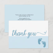 Carte De Remerciements Simple Cuisine moderne bleu Script bébé garçon dou (Devant / Derrière)