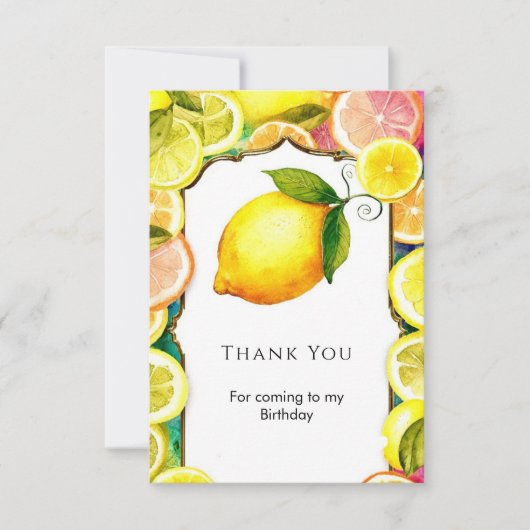 Carte De Remerciements Simple Cute Lemon Anniversaire (Devant)