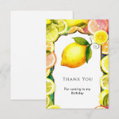 Carte De Remerciements Simple Cute Lemon Anniversaire (Devant / Derrière)