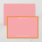 Carte De Remerciements Simple Cute Moderne Rose Orange Douche personnalis (Devant / Derrière)