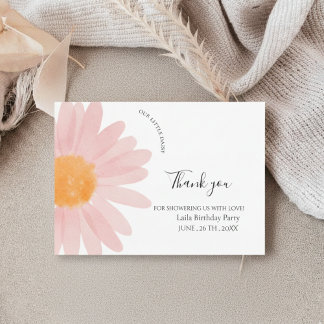 Carte De Remerciements Simple Daisy One Floral 1st Birthday