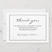 Carte de remerciements simple de garde noire Funer