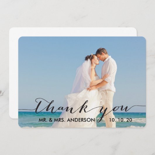 Carte de remerciements simple de mariage (Devant / Derrière)