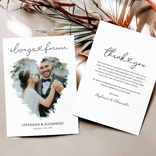 Carte de remerciements simple de Mariage de coeur 