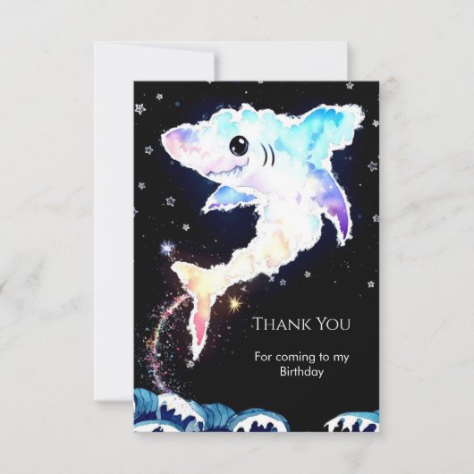 Carte De Remerciements Simple Deepsea Blue Shark Anniversaire (Devant)