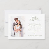 Carte De Remerciements Simple Delicate Floral Timeless Sage Mariage vert (Dos)