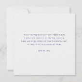 Carte De Remerciements Simple Design Moderne Bleu Script Mariage Photo Le (Dos)