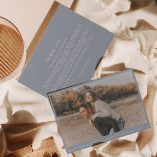 Carte De Remerciements Simple Dusty Blue Photo Meilleur Jour Jamais Maria