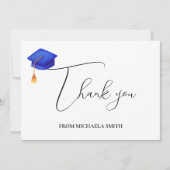 Carte De Remerciements Simple écriture manuscrite Bleu Graduation (Devant)
