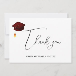 Carte De Remerciements Simple écriture manuscrite Maroon Graduation
