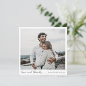 Carte De Remerciements Simple Écriture Manuscrite Moderne Photo Mariage (Debout devant)