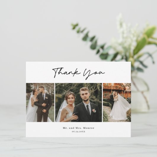 Carte De Remerciements Simple écriture manuscrite Script 3 Mariage photo (Debout devant)