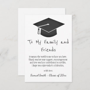 Carte De Remerciements Simple écriture noire Casquette Tassel Graduation