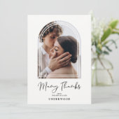 Carte De Remerciements Simple effet d'arc Photo moderne M & MRS Mariage (Debout devant)