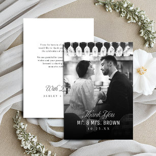 Carte De Remerciements Simple Élégance Écriture Classe Photo Mariage