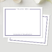 Carte De Remerciements Simple Elegance Navy & White Flat Note