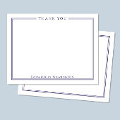 Carte De Remerciements Simple Elegance Navy & White Flat Note