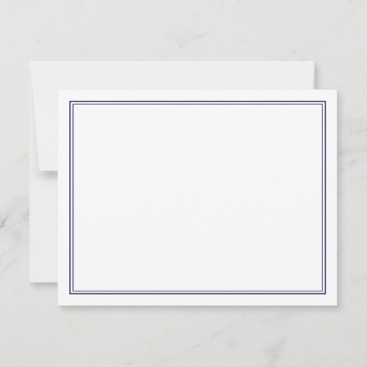 Carte De Remerciements Simple Elegance Navy & White Flat Note (Dos)