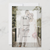 Carte De Remerciements Simple Elegant 2 Photo Overlay Script Mariage (Devant)