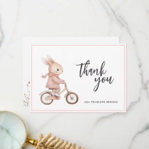 Carte De Remerciements Simple Elegant Aquarelle Bunny Baby Girl