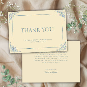 Carte De Remerciements Simple élégant Beurre Jaune Mariage de l'ère de ré