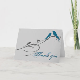 Carte De Remerciements Simple Elegant Birds Swirl Bienvenue