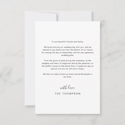 Carte De Remerciements Simple Elegant Black Heart Script Mariage photo (Dos)