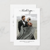 Carte De Remerciements Simple Elegant Black Heart Script Mariage photo (Devant / Derrière)