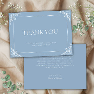 Carte De Remerciements Simple Élégant bleu clair Mariage de l'ère de rége